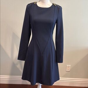Elegant Navy Long Sleeve Dress